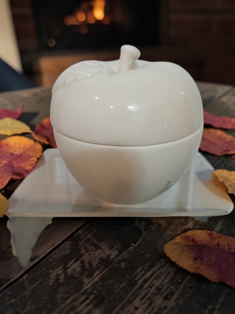 White Ceramic Apple Candle